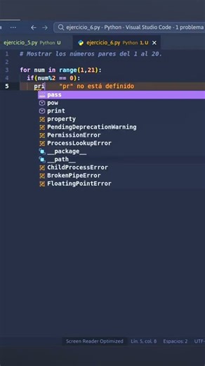 Numeros pares en Python ☕🧑🏻‍💻 #programación #ingenieria