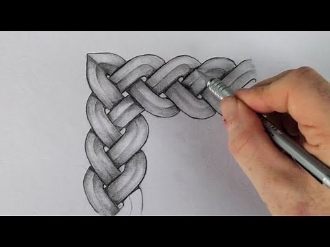 How to Draw and Shade 3 Cord Celtic Knot Corner 8/12 ~ Drawing Celtic Knot Course