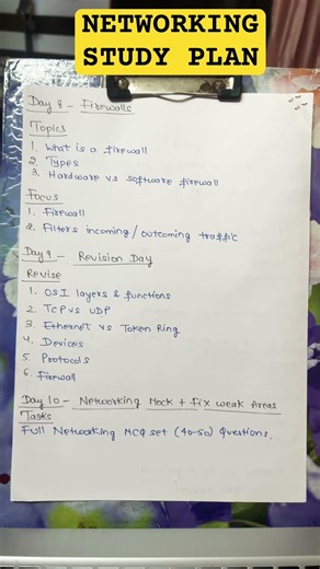 Networking study plan for 10 days #governmentjobs #exam