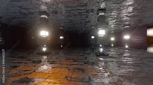 3D rendered animation, dark alien science fiction facility