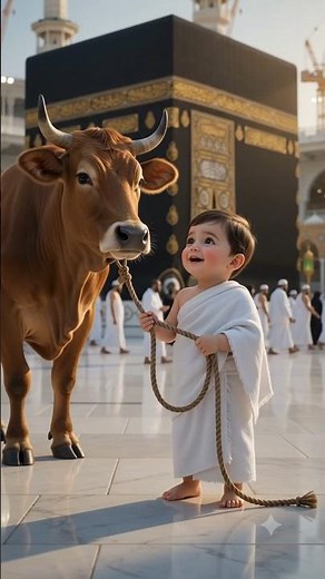Cute Muslim Baby with Qurbani Cow at Kaaba 🕋 | Heart Touching Islamic Baby Video 2026 | Adorable Haj