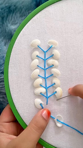 Beautiful sea shell embroidery 😍🪡 #embroidery #fblifestyle | LISA