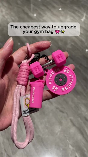 DIY Pink Dumbbell Keychain Accessories