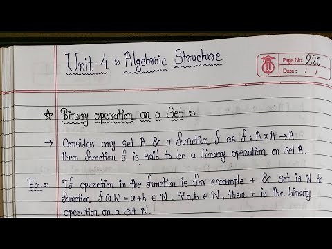 4.1 - Algebraic Structures, Binary Operations on Set & Properties, Composition Table & Examples
