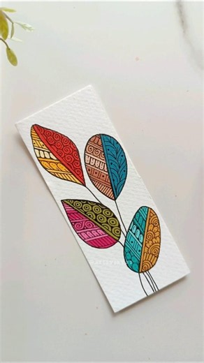 Colorful Leaf Bookmark 🌿✨ #artsyjayas #painting #shorts