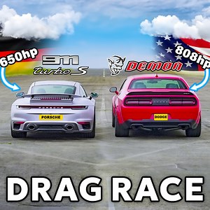 922K views · 9.2K reactions | Drag race: Dodge Challenger Demon v Porsche 911 Turbo S 勞 | carwow | Facebook