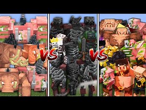 ALL HOGLINS vs ALL WITHER SKELETONS vs ALL PIGLINS in Minecraft Mob Battle