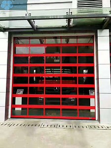 [Hot Item] Automatic Transparent Fire Rated Glass Garage Sectional Overhead Door Fire Resistant Glass Sliding Overhead Door