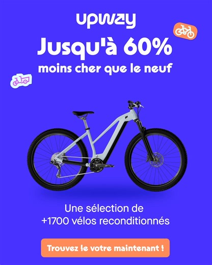 Avec Upway, économisez jusqu'à 60% sur des vélos électriques reconditionnés de haute qualité. Un choix éco-responsable sans sacrifier la performance ou le style ! | Upway