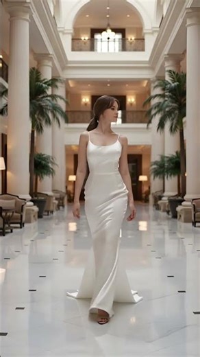 Street Fashion Walk | White Satin Gown | Fashion Trends