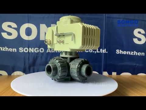 pvc 3 way electric actuator ball valve motorized ip67 50nm dn20 3/4 inch 110v ac true union