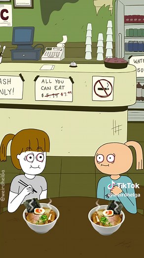 Our favorite restaurant 😭😭😭❤️❤️❤️ yummmmm!!!! #cartoon #animation #eating #diningout