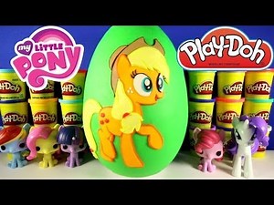 GIANT APPLEJACK Surprise Egg Play-Doh - My Little Pony Toys Fashems Dog Tag Frozen