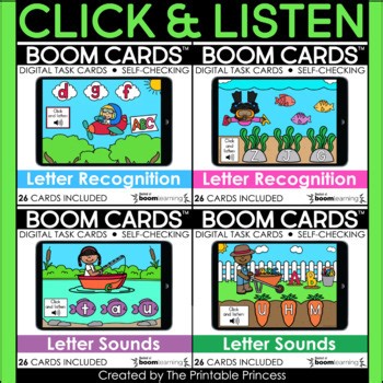 Upper & Lowecase Letter Identification & Letter Sound Identification Boom Cards