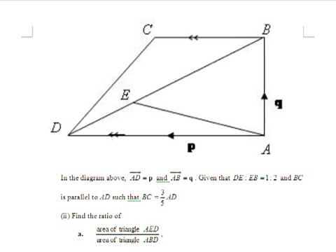 GCE O-Level E-Maths: Finding Ratio of Areas in Vectors
