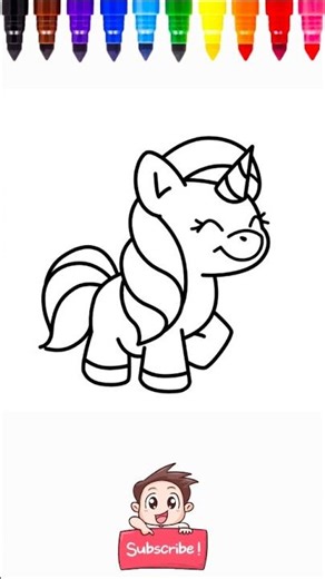 Simple Unicorn 🦄 Cute small unicorn easy drawing or marker DIY art