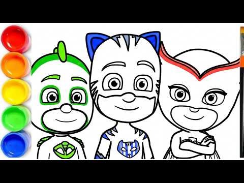 PJ Masks Drawing for Kids | Catboy, Owlette, and Gekko Characters Drawing and Coloring