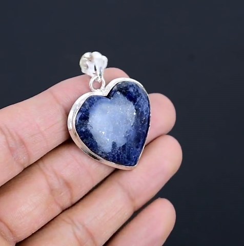 Handmade Sodalite Pendant: 925 Sterling Silver Heart Shape Gemstone Jewelry - Etsy