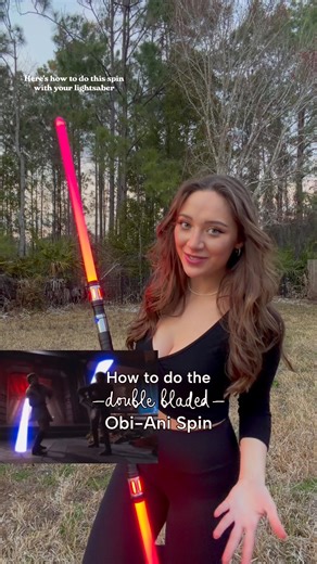 lightsaber spin tutorial! 💫 i’ve been spinning double-bladed sabers increasingly often as my excitement for the maul - shadow lord series grows!! 🖤 if you’re familiar with the obi-ani spin from revenge of the sith, this one is super easy to learn. i’m using the prismatic sentinel (pair) of baselit sabers from Nsabers_Official 🌌 you can use code BLAYNE to save :) (extended tutorial video on my yt channel) #starwars #lightsaber #anakinskywalker #obiwankenobi #darthmaul star wars fan • darth mau