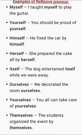 Examples of reflexive pronoun #shorts #english #englishvocabmastery