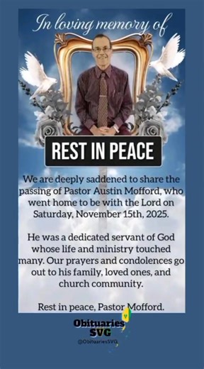 Pastor Austin Mofford • Death Notice | Obituaries SVG