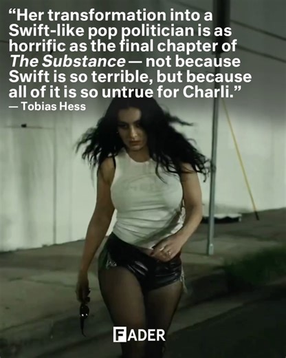 The FADER on Instagram: "Charli xcx’s dark mockumentary, ‘The Moment,’ mines the horrific underbelly of the music industry, and her simmering feud with Taylor Swift. Read our full review at link in bio. ✍️: @tobiasfornow 📸: @a24 @themoment @charli_xcx"