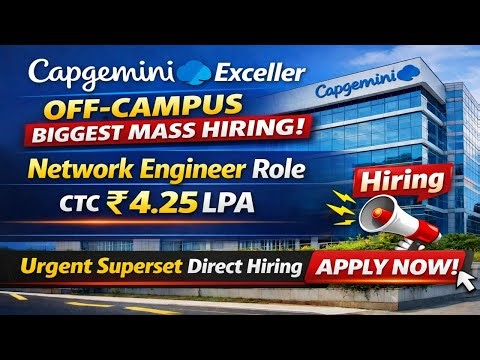 Capgemini Off Campus Superset Hiring🔥₹4.25 LPA | Network Engineer Job