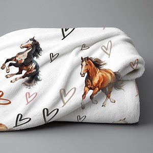 Horses Running With Hearts Cowgirl Plush Throw Blanket Ranch Girl Throw Gift Rodeo Lovers Gift Western Decor Pony Blanket Equestrian Gift - Etsy