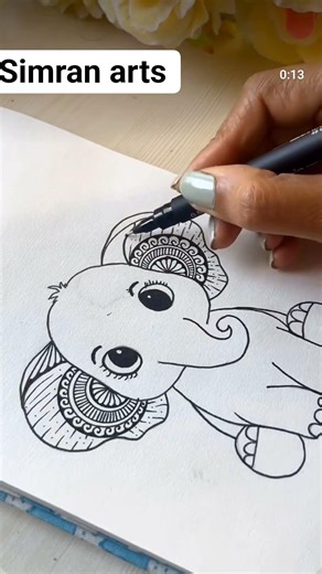 how to draw cute baby elephant 😍 #art #artscraft