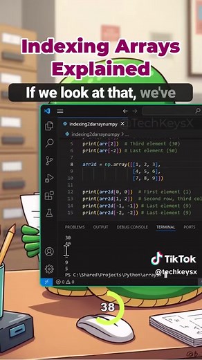 Indexing Arrays Explained in Python #PythonForBeginners #techkeysx #datasciencetok #LearnPython