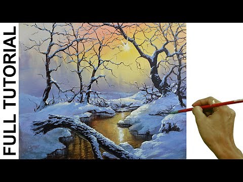 Acrylic Landscape Painting TUTORIAL / Sunrise on Winter Forest / JMLisondra