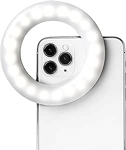 LITTIL Selfie One - Ring Light for Phone, iPhone, Android or Laptop | 3 Adjustable Light Modes | Rechargeable Batteries | Clip On Design | Perfect for Beauty, Influencers, Creators