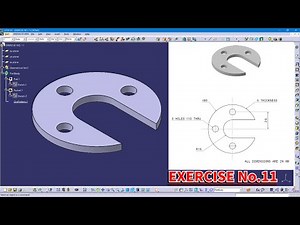 CATIA V5 Tutorial: Part Design Exercise 11 - Pad, Pocket, & Circular Pattern