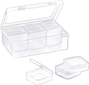 12Pcs Bead Organizer with Lid Small Clear Plastic Craft Organizer Screw Organizer Bead Storage Mini Plastic Containers with Lid for Jewelry Diamond Art, 1Pc Large Organizer Box with Hinged Lid