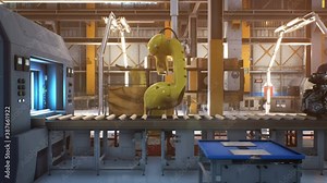 Automatic Assembly line. Robots work in a factory for the production and Assembly of robots. Technology and automation. Animation for fiction, industrial, and sci-fi backgrounds. Stock Video