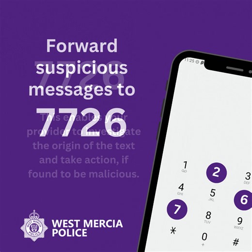 11K views · 18 reactions | Received a suspicious text message? If you’ve received a scam text or a phishing message don’t ignore it. Protect yourself and others by forwarding the messages to 7726 (it’s free) Visit Ofcom’s website on how to forward a scam text : https://orlo.uk/en4rI | West Mercia Police | Facebook
