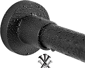 BRIOFOX Shower Curtain Rod 43-73 Inches Matte Black, Rustproof and Non-Fall Down Spring Tension Rod for Window or Bathroom, Stainless Steel