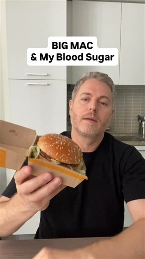 Justin Richard on Instagram: "Big Mac and my blood sugar. How does it affect my glucose levels? ￼#BloodSugar #Glucose #insulinresistant1 #bigmac"