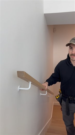 Installing a white oak handrail with hanger bolts #diy #finishcarpentry #woodworking #renovation