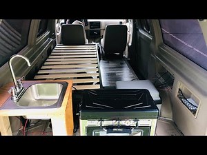 KITCHEN set up in MINIVAN CONVERSION (SOLAR PANELS, LIGHTS, and MORE!)
