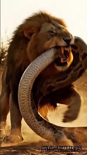 Lion vs Giant Snake – Wild Battle in the Savannah! #lion #wildlife