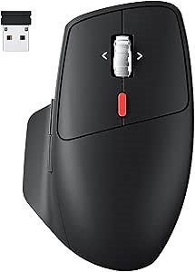 Bluetooth Ergonomic Wireless Mouse, 2-in-1(BT 5.0+2.4Ghz) Computer Mouse for Multi Devices, Use on Any Surface, 3 Adjustable DPI, with Side Buttons for Laptop, iPad, Mac, PC