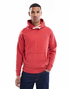 Polo Ralph Lauren icon logo fleece hoodie in washed red | ASOS