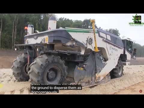 Raw hemp fiber used in road construction