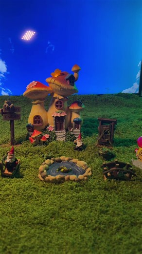 Welcome to my fairy garden village. Live sets coming!!! 🍄🍄🪏⛲️🧑‍🌾 #mushroom #village #fairy #cottagecore