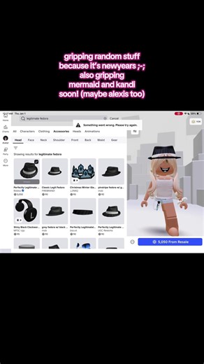 i was bored :/ getting legitimate fedora and red iron horns xx also gripping mermaid mystique, kandis sprinkle face, and maybe princess alexis soon #roblox #barbie #fyp #limiteds #preppy