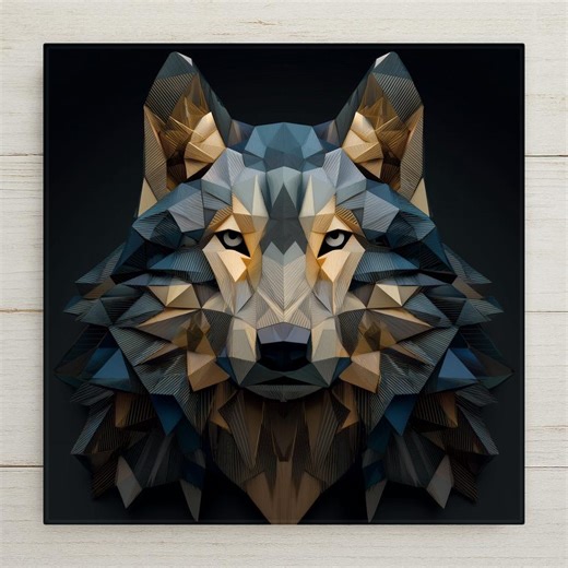 Geometric Wolf Ceramic Tile Wall Art | Stained Glass Style Modern Wilderness Decor | Nature Lover Gift - Etsy