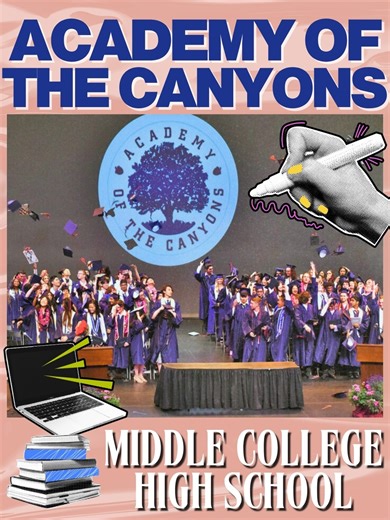 SCVTV Santa Clarita on Instagram: "🎓 Get ahead academically with Academy of the Canyons Middle College High School! (AOC) 🎓 As part of the William S. Hart Union High School District for more than 25 years, AOC is a demanding, rewarding, and unique schooling opportunity where 9th to 12th grade students take both high school and college courses, giving them a head start on higher education. Students have a smaller and more intimate class environment, and while there is no athletic department, th