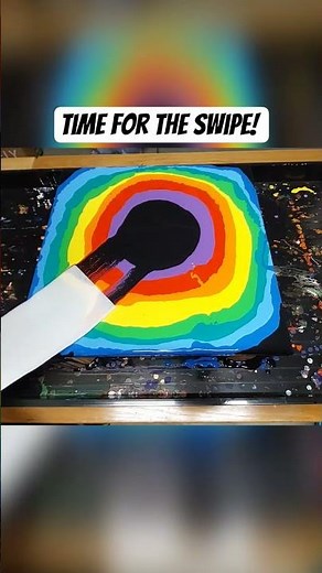 Color Explosion on Canvas – Acrylic Pour Swipe Technique! #shorts