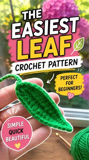 The Only Crochet Leaf Pattern Beginners Need 🌿 #crochet #crochetbeginners #crochetleaf